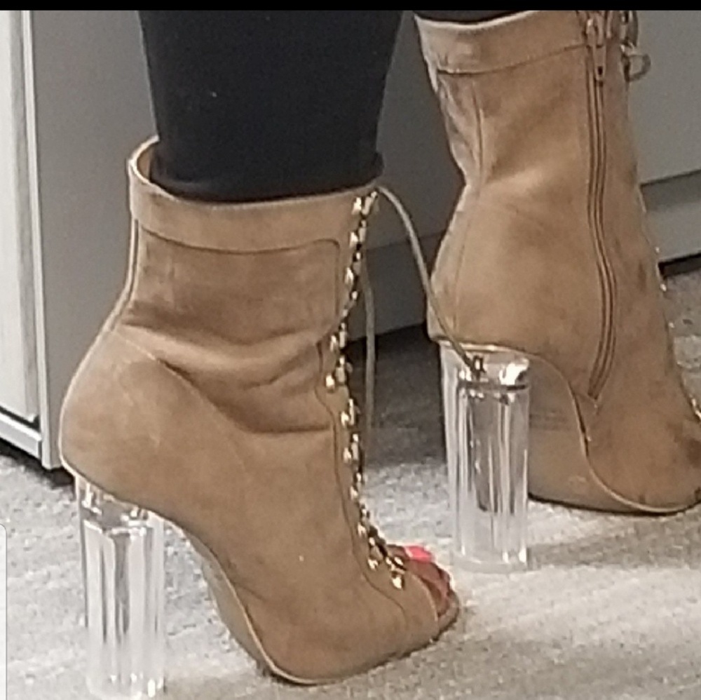 Sexy Peep Toe😍😍 Lace Up Brown Booties